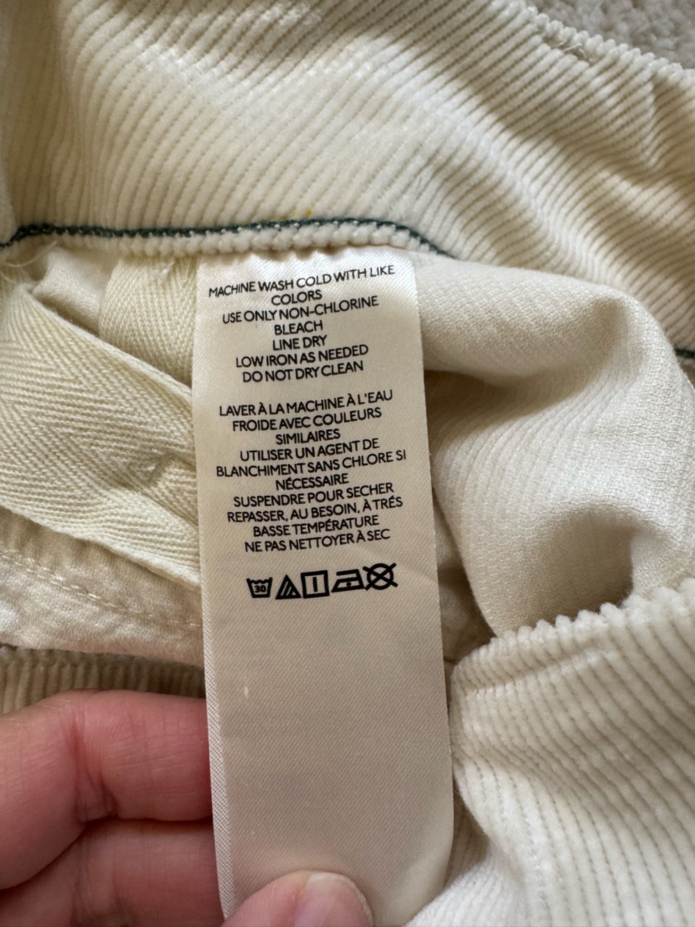 Anthropologie Maeve Colette Cream High Rise Cropped Corduroy Pants Size 33 - Picture 6 of 7